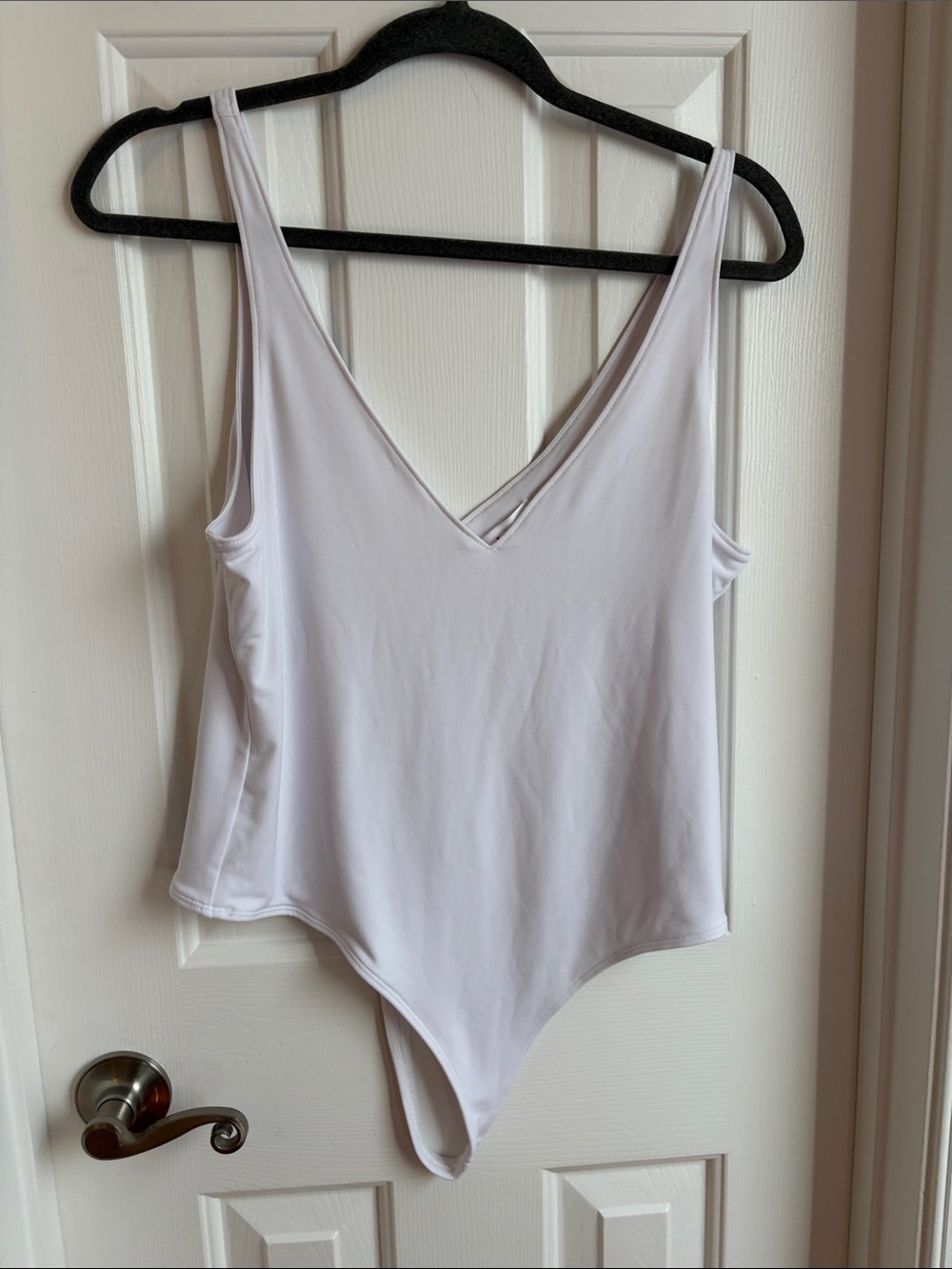 Leith White V-Neck Bodysuit Tank